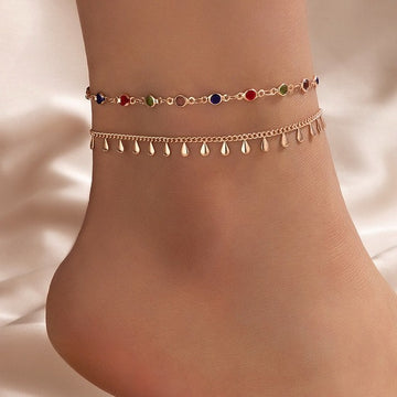 Colourful Boho Tassel Beads Layers Anklet