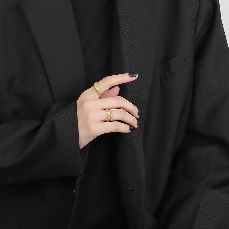 Double Layer Geometric Rings Open Finger Rings
