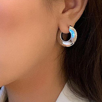 Elegant Geometric Glossy Hoop Earrings