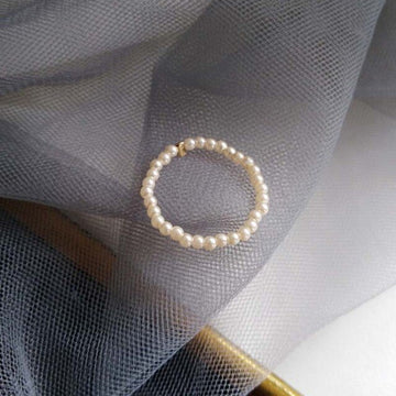Geometric Simulated Pearl Bead Ring