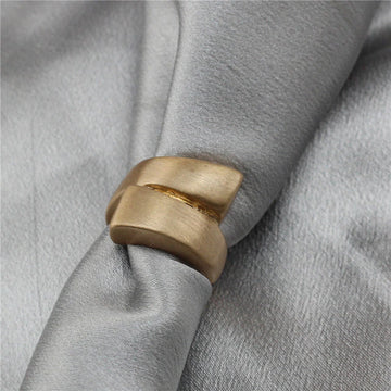 Gold Matte Square Round Interact Ring