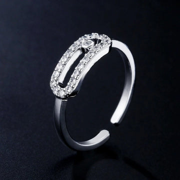 Hollow Out Square Cubic Zirconia Rings