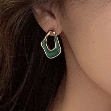 Green Drop Oil Clip-On Earrings