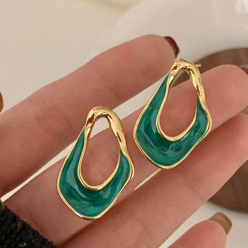 Green Drop Oil Clip-On Earrings