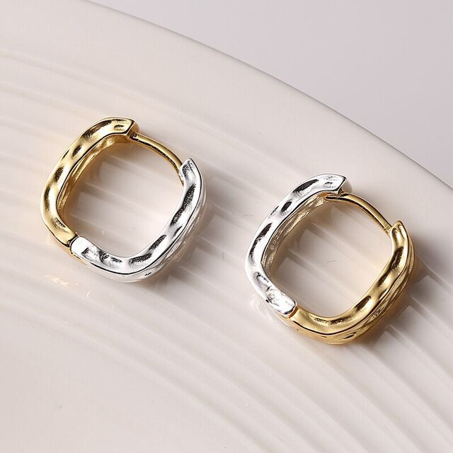 Irregular Geometric Silver and Gold Colour Hoop