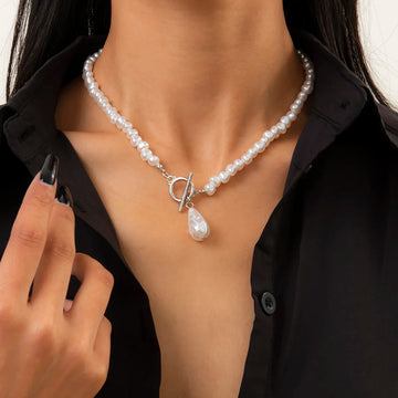 Bohemian Teardrop Pearl Pendant Necklace