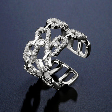 Luxury Geometric Zircon Adjustable Rings