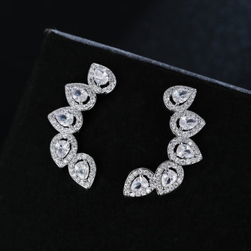 Luxury Pear Cut Cubic Zircon Cuff Stud Earrings