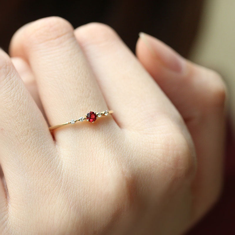 Elegant Red Zircon Crystal Stone Ring