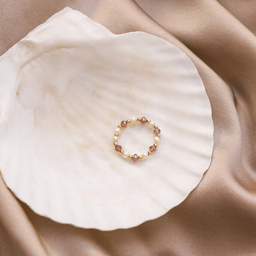 Multi-Beaded Imitation Pearl Adjustable Ring