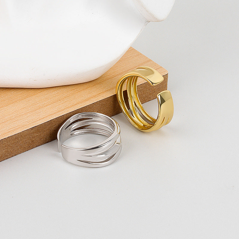 Multilayer Rings Multilayer Fashion Open Adjustable Wide Ring