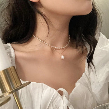 New Fashion Double Layer Pearl Chain Necklace
