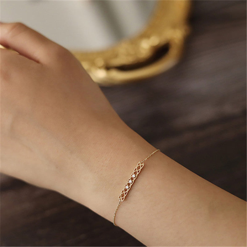 S925 Sterling Silver Retro Hollow Zircon Anklet