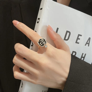 Sexy Mysterious Black Rose Metal Open Ring