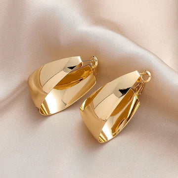 Simple Exaggerated Glossy Metal Hoop Earrings