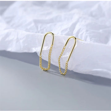 Simple Geometric Tassel Chain Earrings