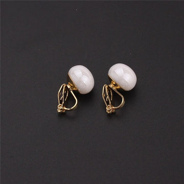 Simulated Pearl Taro Beads Shape Clip on Earrings