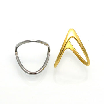 Exquisite Polished Double V Knuckle Ring
