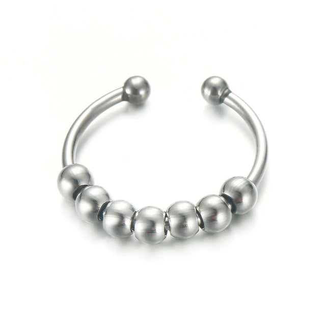 Steel Bead Rings Stainless Steel Rotate Beads Adjustable Rings