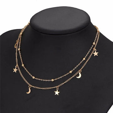 Star Moon Pendant Clavicle Chain Necklace