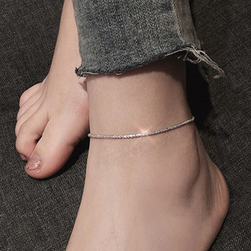Thin Stamped Minimalist Shiny Chains Anklet