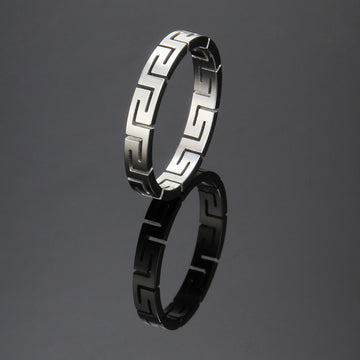 Stainless Steel Hollow Geometric Line Ring