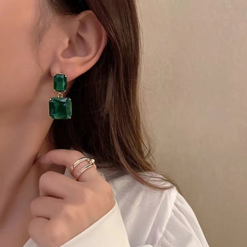 Vintage Luxury Green Crystal Ear Clip