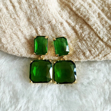 Vintage Luxury Green Crystal Ear Clip