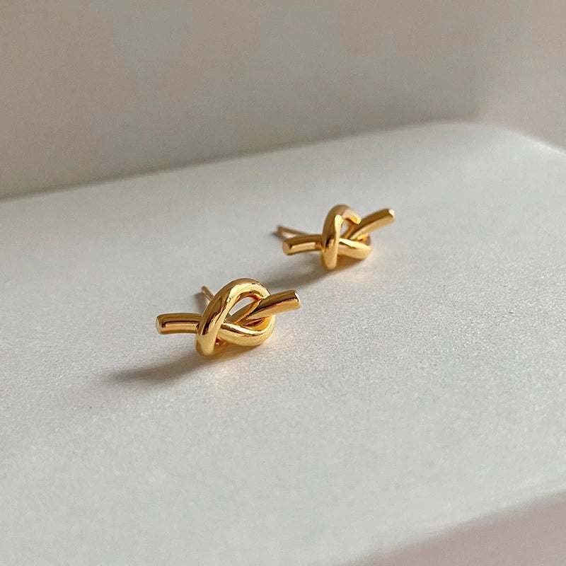 Geometric Gold Simple Knot Earrings