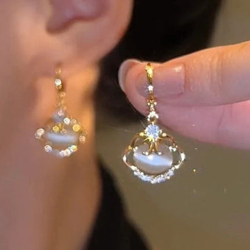 Zircon Opal Flower Water Drop Earrings